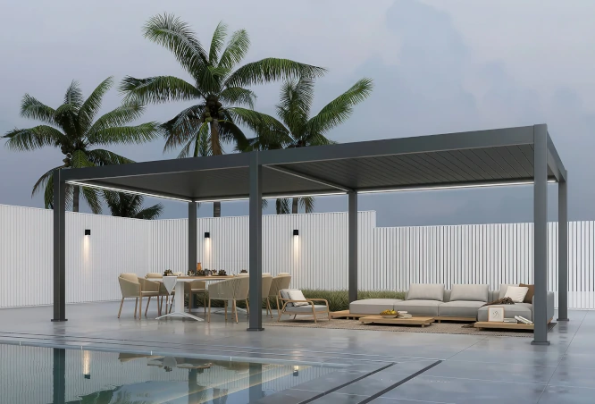 Pergola Aluminiowa Ogrodowa 400×800 cm PREMIUM – Wolnostojąca, Elektryczna + LED