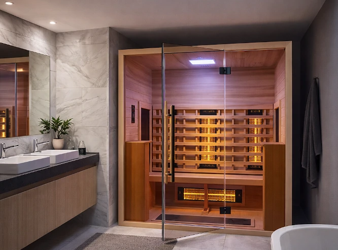 Komfortowa sauna domowa- In160 z cedru czerwonego